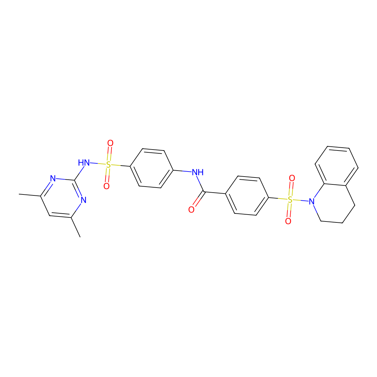 4-((3,4-dihydroquinolin-1(2H)-yl)sulfonyl)-N-(4-(N-(4,6-dimethylpyrimidin-2-yl)sulfamoyl)phenyl)benzamide molecular structure, CAS 380638-31-3