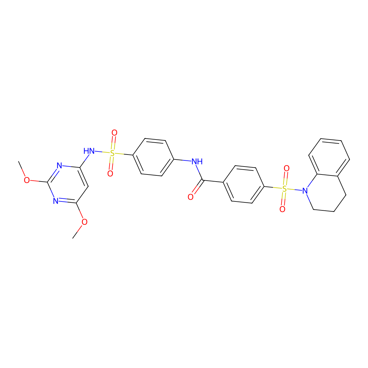 4-((3,4-dihydroquinolin-1(2H)-yl)sulfonyl)-N-(4-(N-(2,6-dimethoxypyrimidin-4-yl)sulfamoyl)phenyl)benzamide molecular structure, CAS 380638-32-4