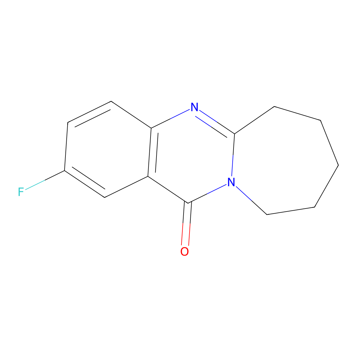 2-Fluoro-7,8,9,10-tetrahydroazepino(2,1-B)quinazolin-12(6H)-one molecular structure, CAS 380638-37-9