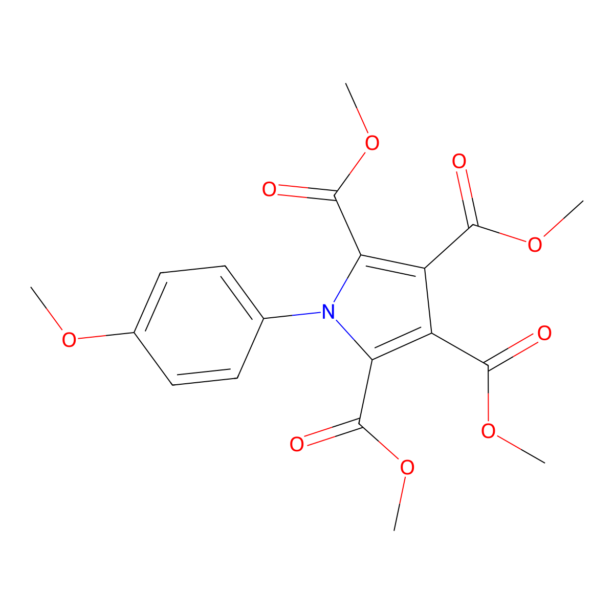 tetramethyl 1-(4-methoxyphenyl)-1H-pyrrole-2,3,4,5-tetracarboxylate molecular structure, CAS 380639-16-7