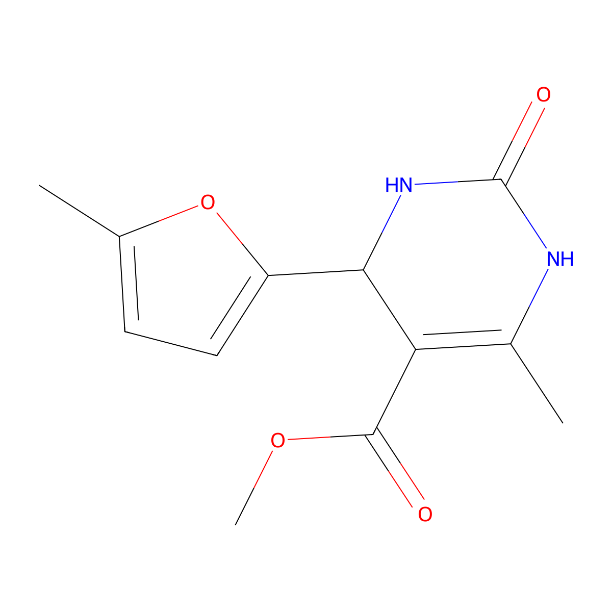 Methyl 6-methyl-4-(5-methylfuran-2-yl)-2-oxo-1,2,3,4-tetrahydropyrimidine-5-carboxylate molecular structure, CAS 380639-22-5