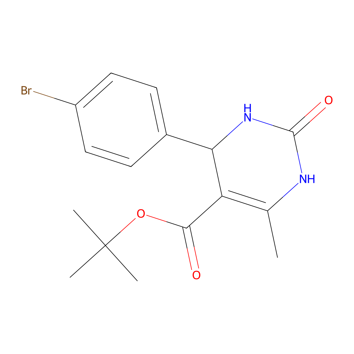 tert-butyl 4-(4-bromophenyl)-6-methyl-2-oxo-3,4-dihydro-1H-pyrimidine-5-carboxylate molecular structure, CAS 380639-23-6