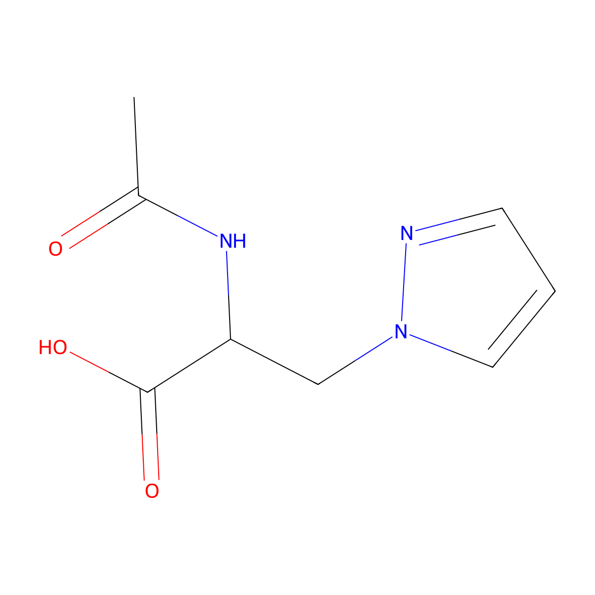 2-Acetamido-3-(1h-pyrazol-1-yl)propanoic acid molecular structure, CAS 38064-98-1