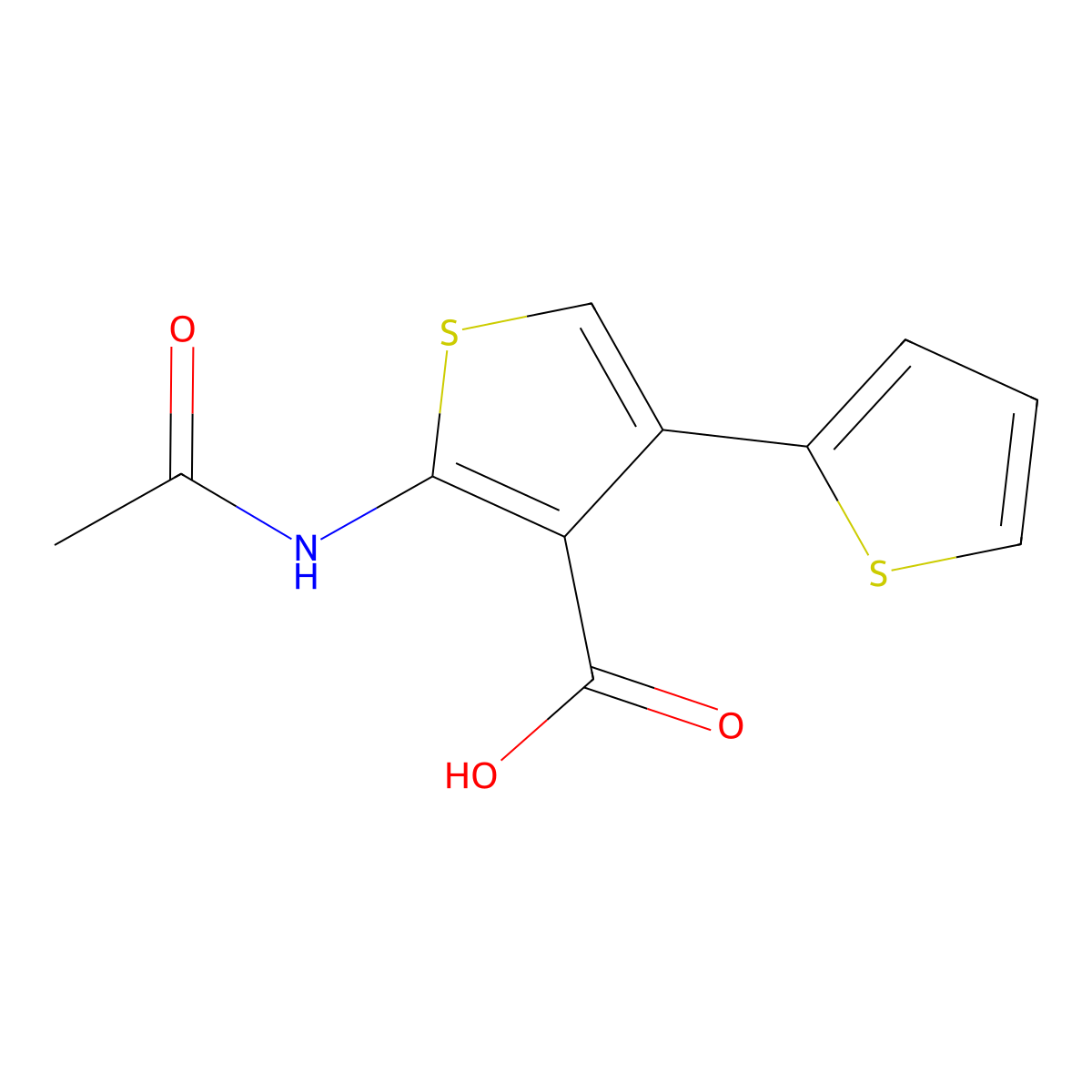 2-Acetamido-4-(thiophen-2-yl)thiophene-3-carboxylic acid molecular structure, CAS 380640-18-6