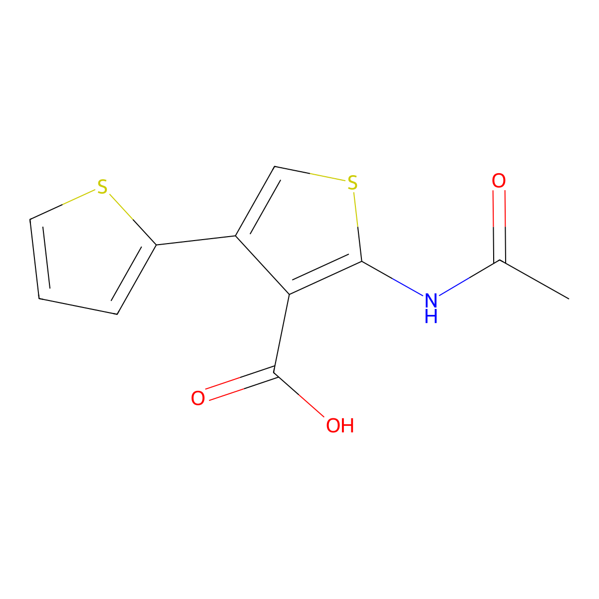 2-Acetamido-4-(thiophen-2-yl)thiophene-3-carboxylic acid molecular structure, CAS 380640-18-6