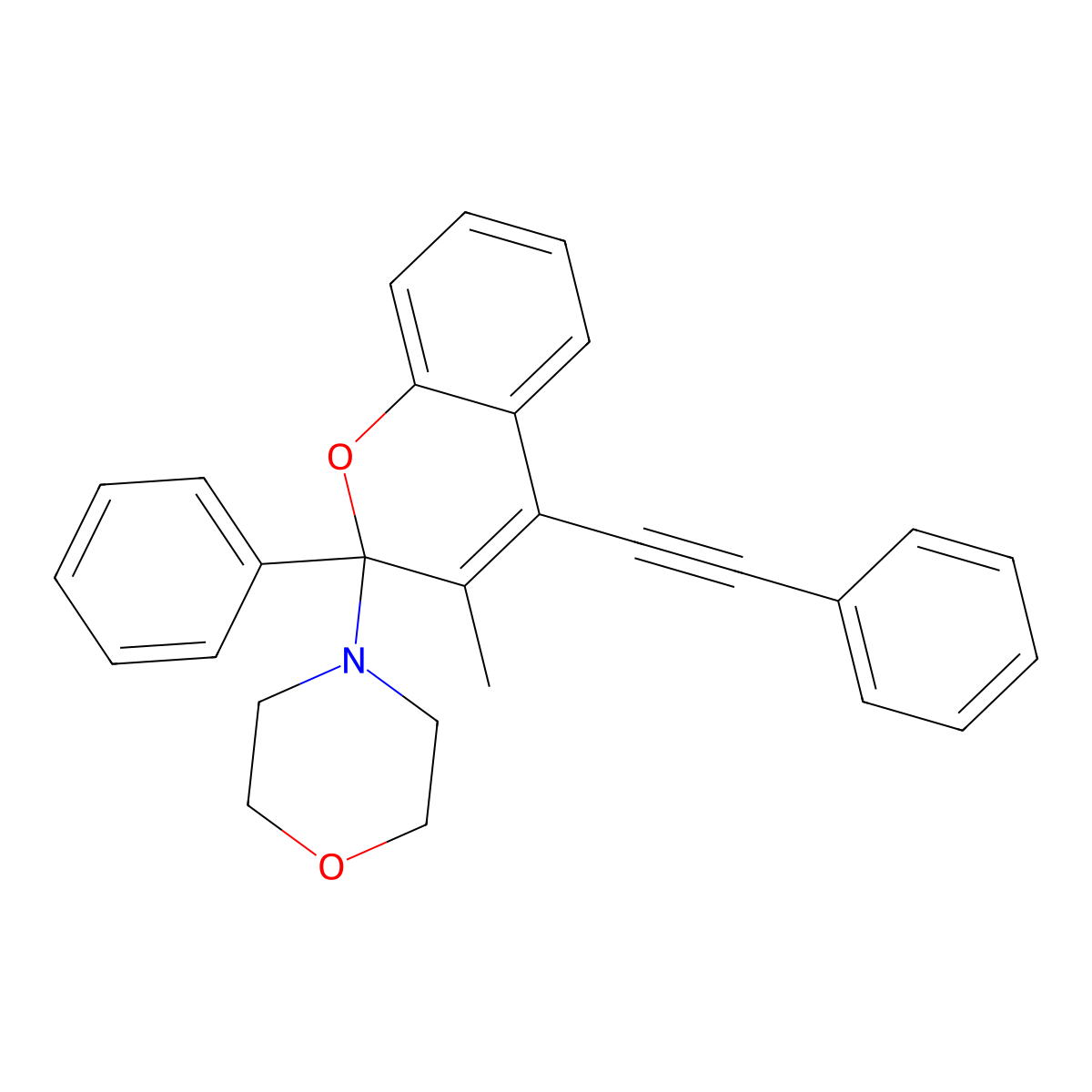 4-[3-Methyl-2-phenyl-4-(2-phenylethynyl)chromen-2-yl]morpholine molecular structure, CAS 380642-02-4