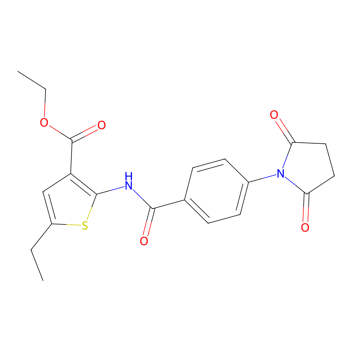Ethyl 2-[[4-(2,5-dioxopyrrolidin-1-yl)benzoyl]amino]-5-ethylthiophene-3-carboxylate molecular structure, CAS 380642-05-7