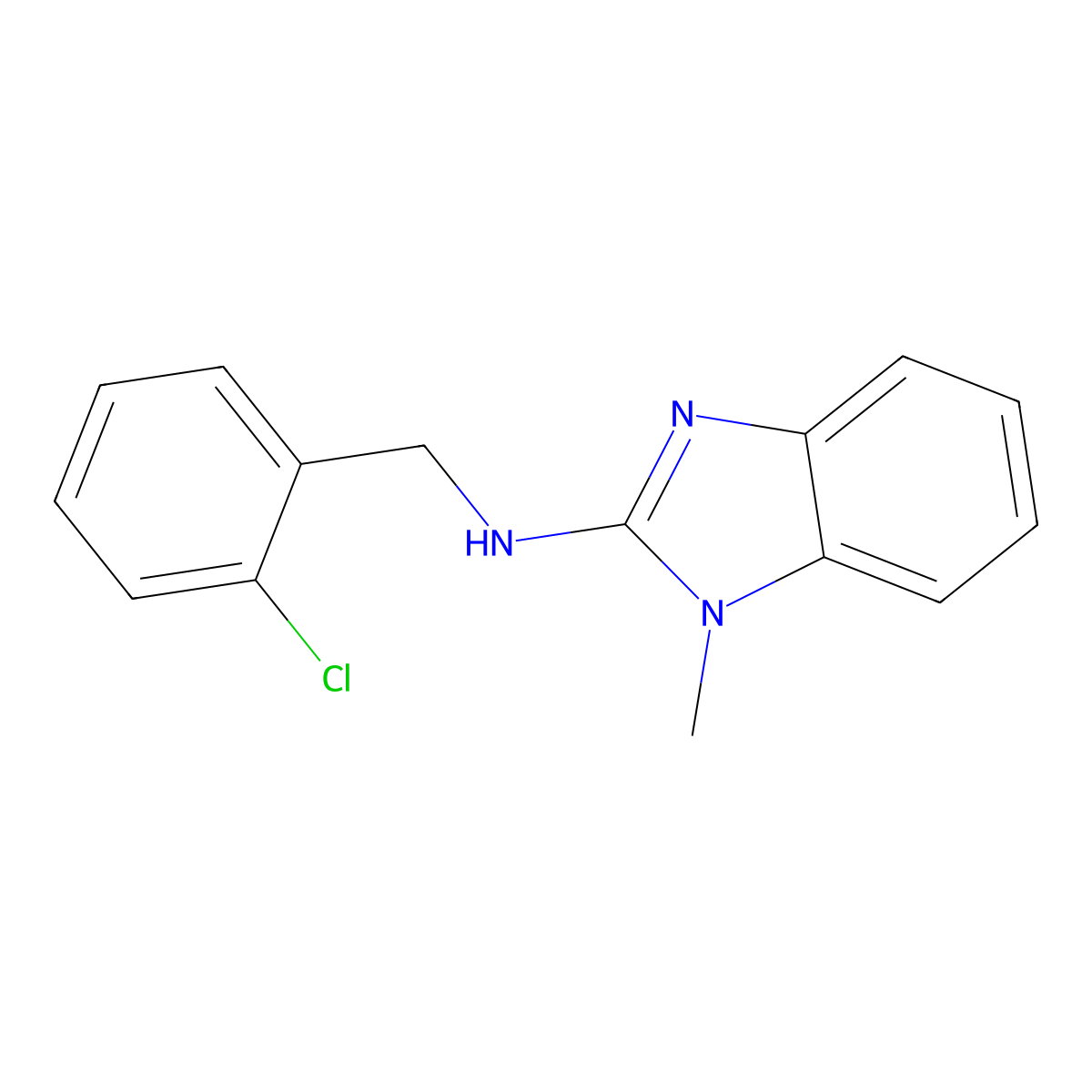 N-(2-chlorobenzyl)-1-methyl-1H-benzimidazol-2-amine molecular structure, CAS 380642-10-4