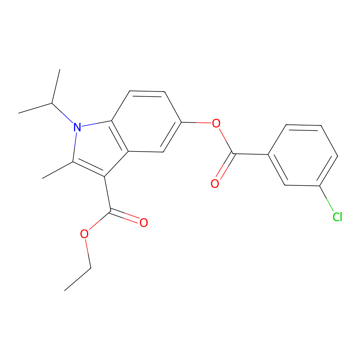 Ethyl 5-(3-chlorobenzoyl)oxy-2-methyl-1-propan-2-ylindole-3-carboxylate molecular structure, CAS 380642-39-7