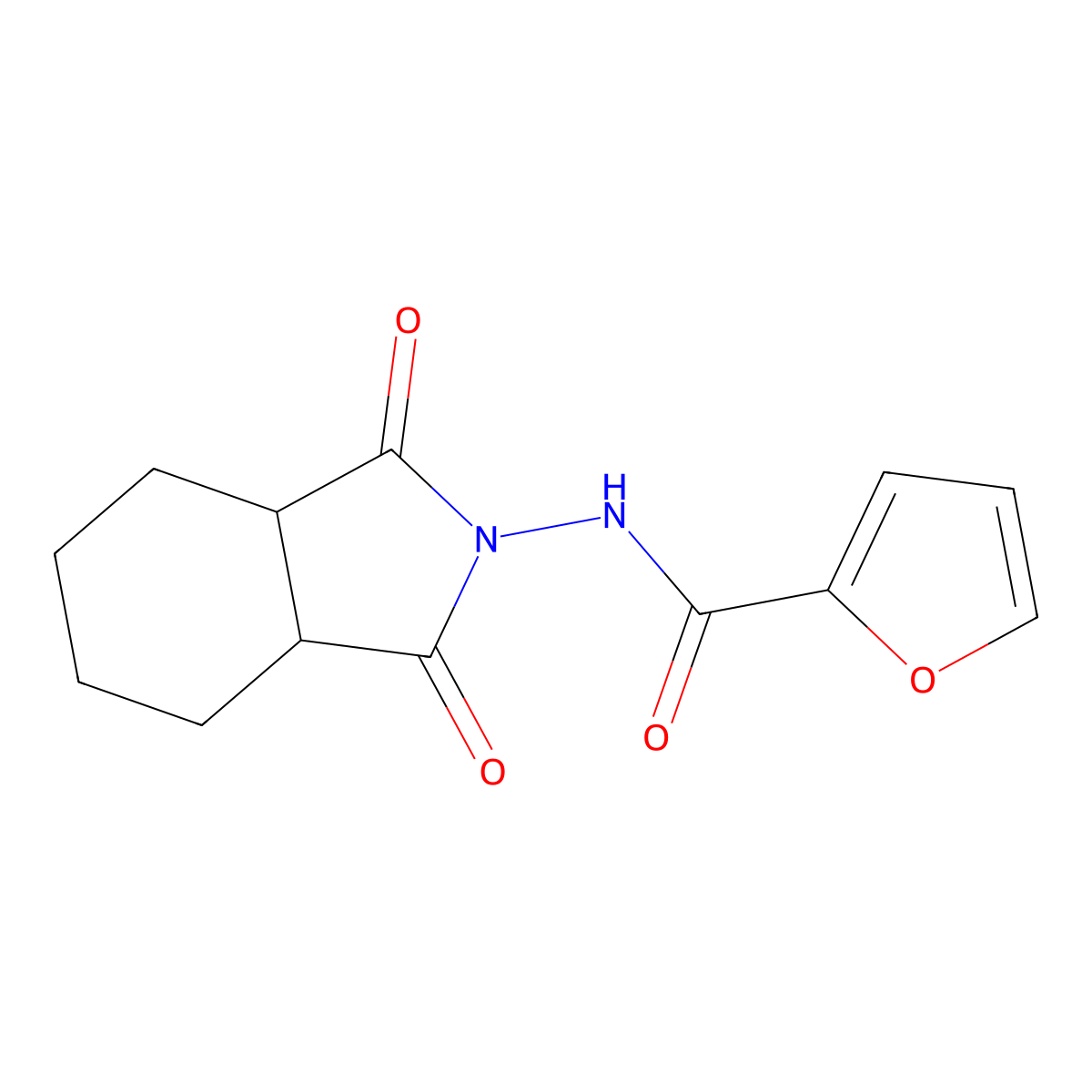 N-(1,3-dioxo-3a,4,5,6,7,7a-hexahydroisoindol-2-yl)furan-2-carboxamide molecular structure, CAS 380643-16-3
