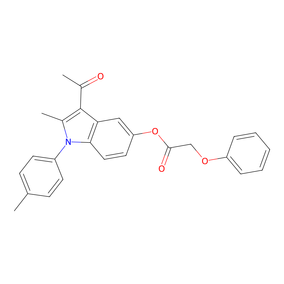 3-acetyl-2-methyl-1-(4-methylphenyl)-1H-indol-5-yl phenoxyacetate molecular structure, CAS 380643-18-5