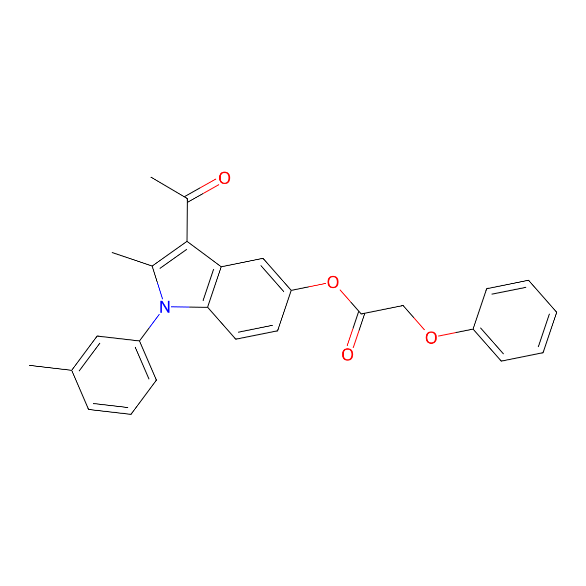 3-acetyl-2-methyl-1-(3-methylphenyl)-1H-indol-5-yl phenoxyacetate molecular structure, CAS 380643-19-6