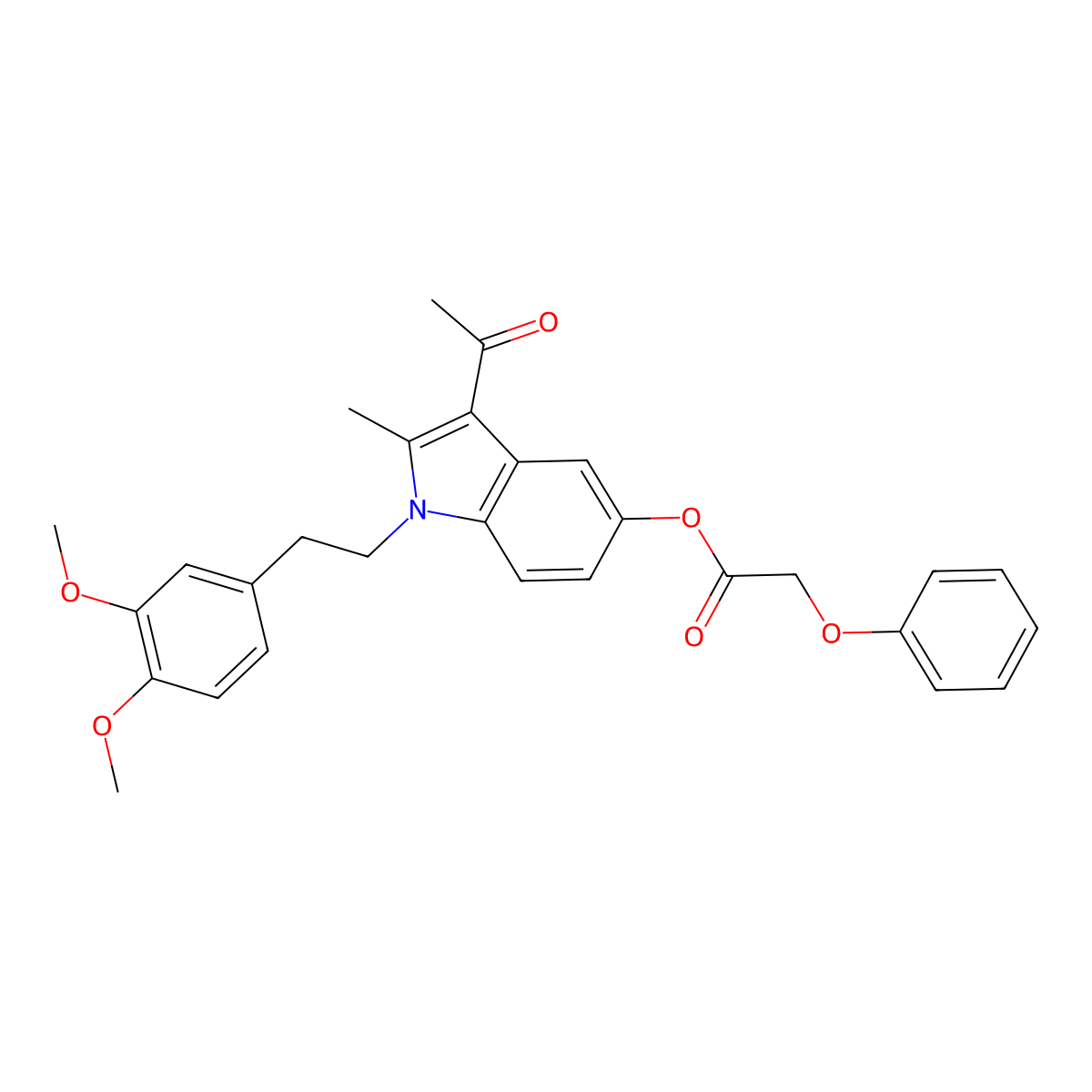 3-acetyl-1-[2-(3,4-dimethoxyphenyl)ethyl]-2-methyl-1H-indol-5-yl phenoxyacetate molecular structure, CAS 380643-20-9