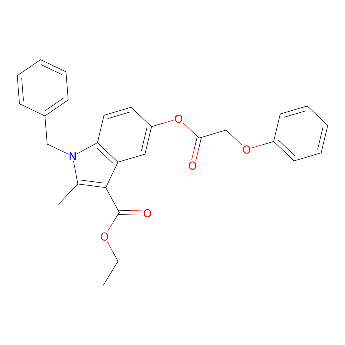 Ethyl 1-benzyl-2-methyl-5-(2-phenoxyacetyl)oxyindole-3-carboxylate molecular structure, CAS 380643-22-1