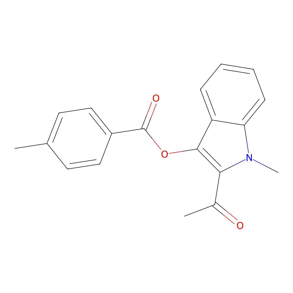 2-acetyl-1-methyl-1H-indol-3-yl 4-methylbenzoate molecular structure, CAS 380643-29-8