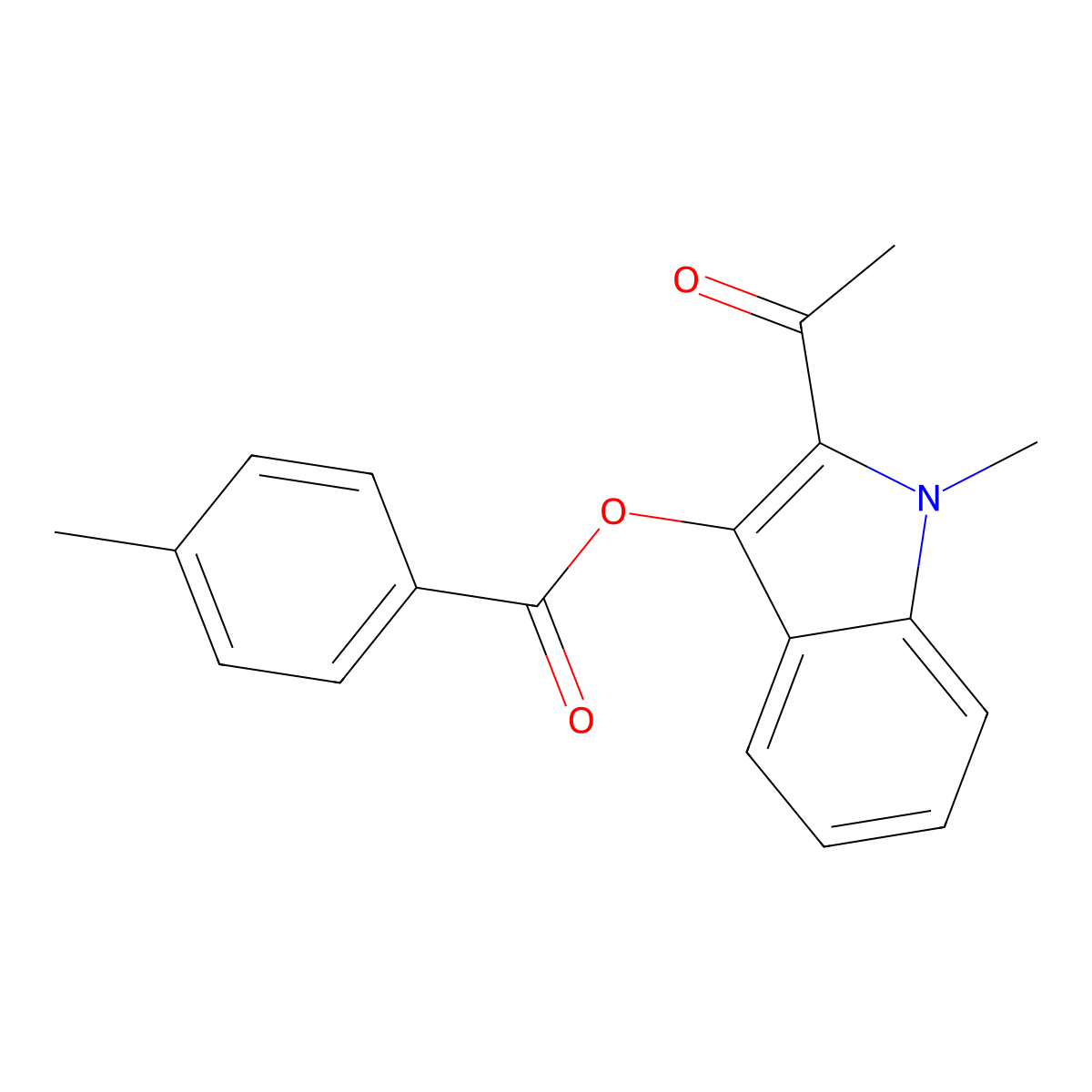 2-acetyl-1-methyl-1H-indol-3-yl 4-methylbenzoate molecular structure, CAS 380643-29-8