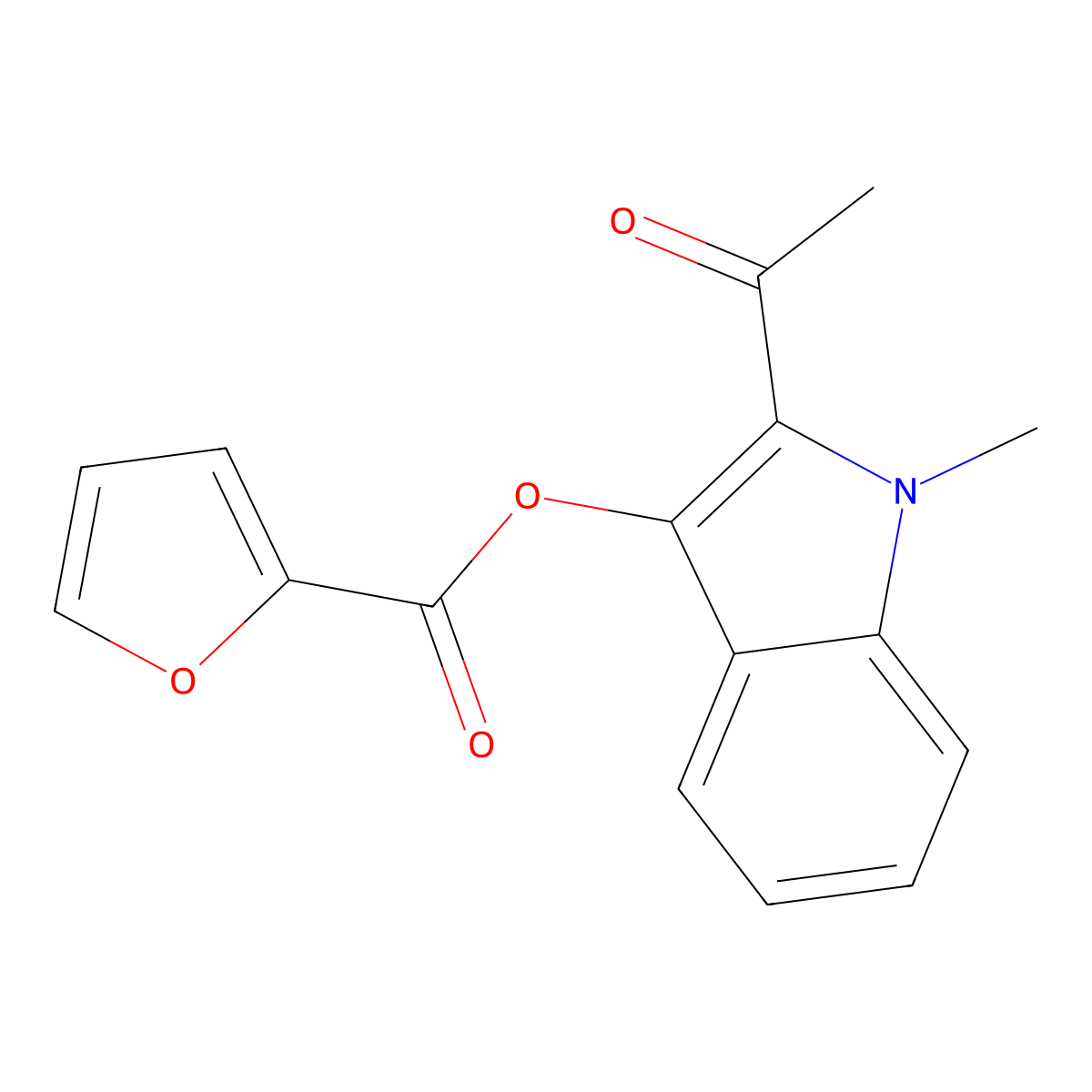 (2-Acetyl-1-methylindol-3-yl) furan-2-carboxylate molecular structure, CAS 380643-32-3