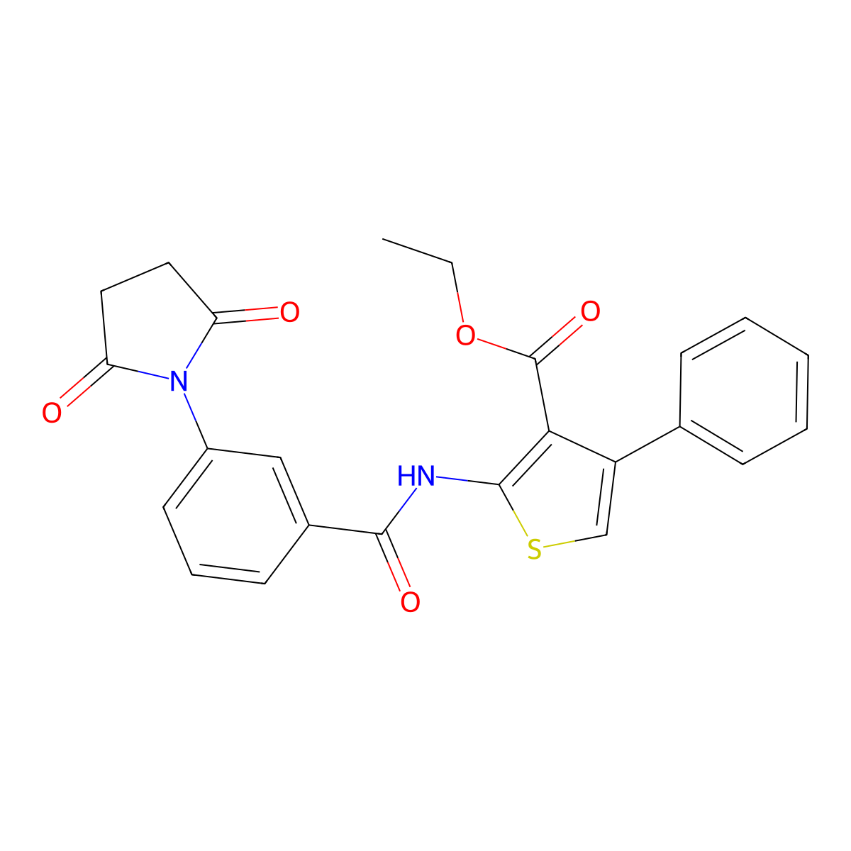 Ethyl 2-[[3-(2,5-dioxopyrrolidin-1-yl)benzoyl]amino]-4-phenylthiophene-3-carboxylate molecular structure, CAS 380643-33-4