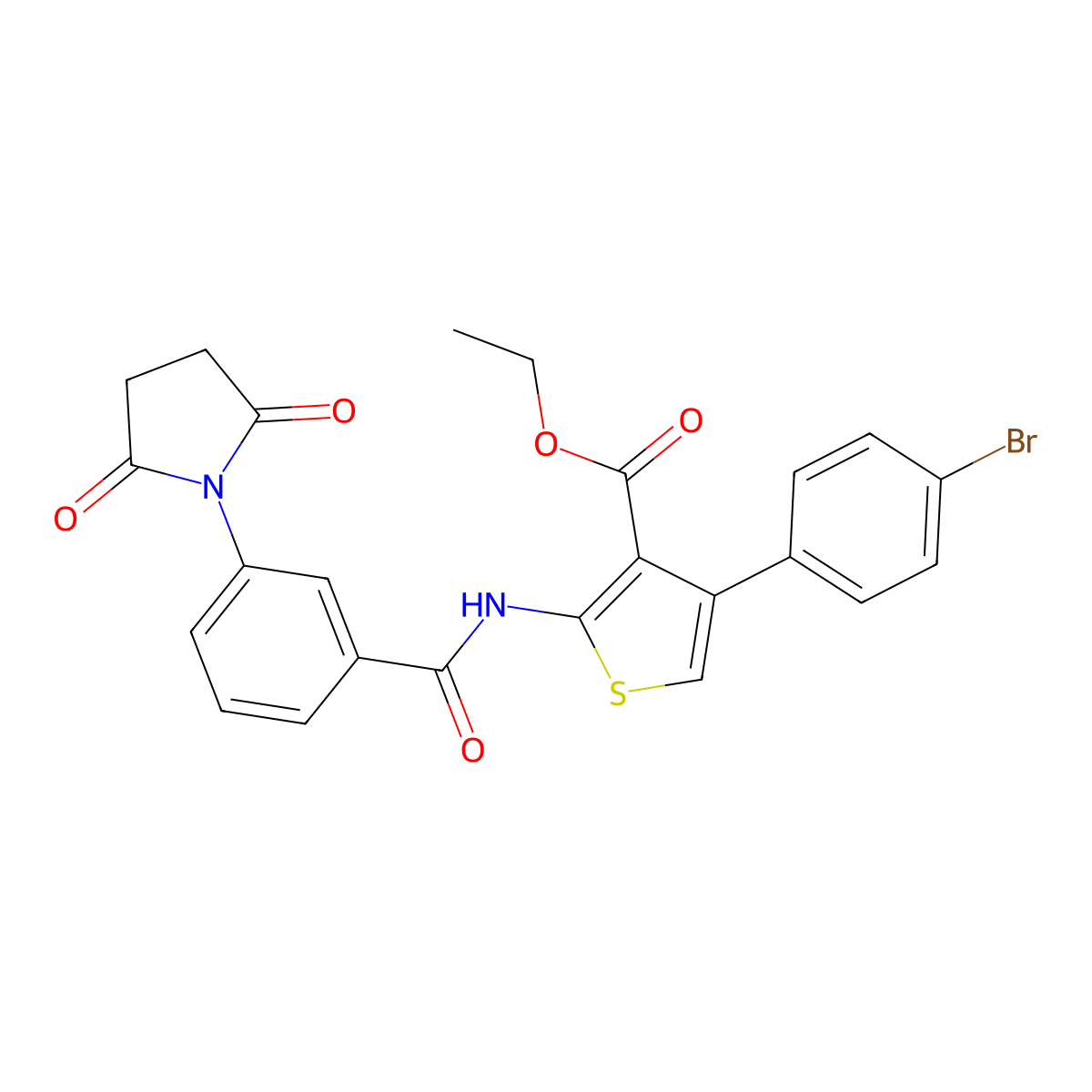 Ethyl 4-(4-bromophenyl)-2-[[3-(2,5-dioxopyrrolidin-1-yl)benzoyl]amino]thiophene-3-carboxylate molecular structure, CAS 380643-34-5