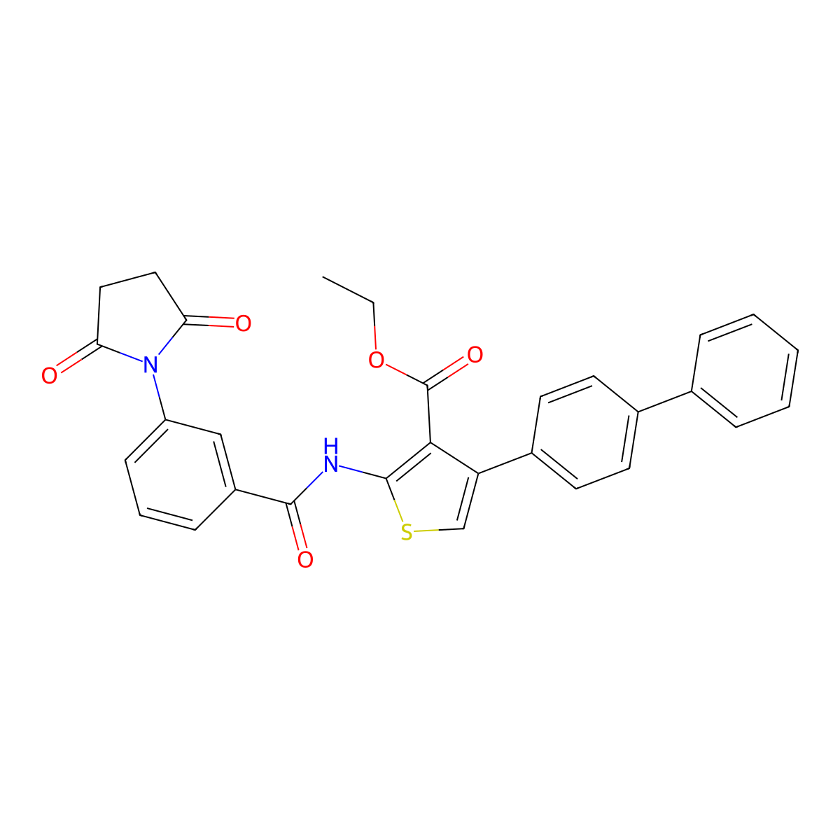 Ethyl 2-[[3-(2,5-dioxopyrrolidin-1-yl)benzoyl]amino]-4-(4-phenylphenyl)thiophene-3-carboxylate molecular structure, CAS 380643-35-6