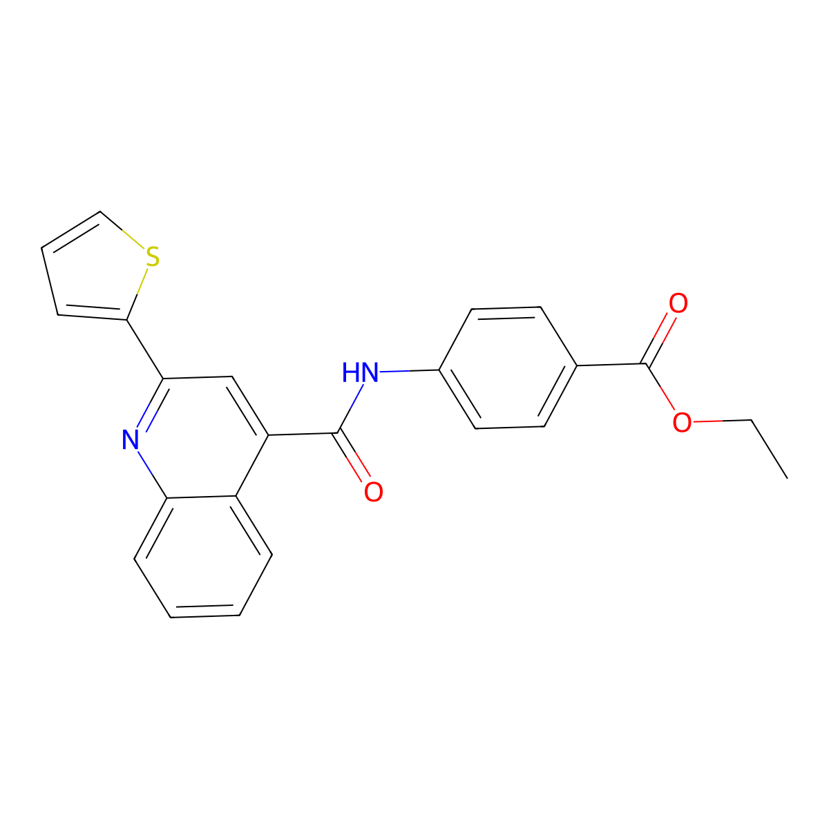 Ethyl 4-[(2-thiophen-2-ylquinoline-4-carbonyl)amino]benzoate molecular structure, CAS 380643-40-3