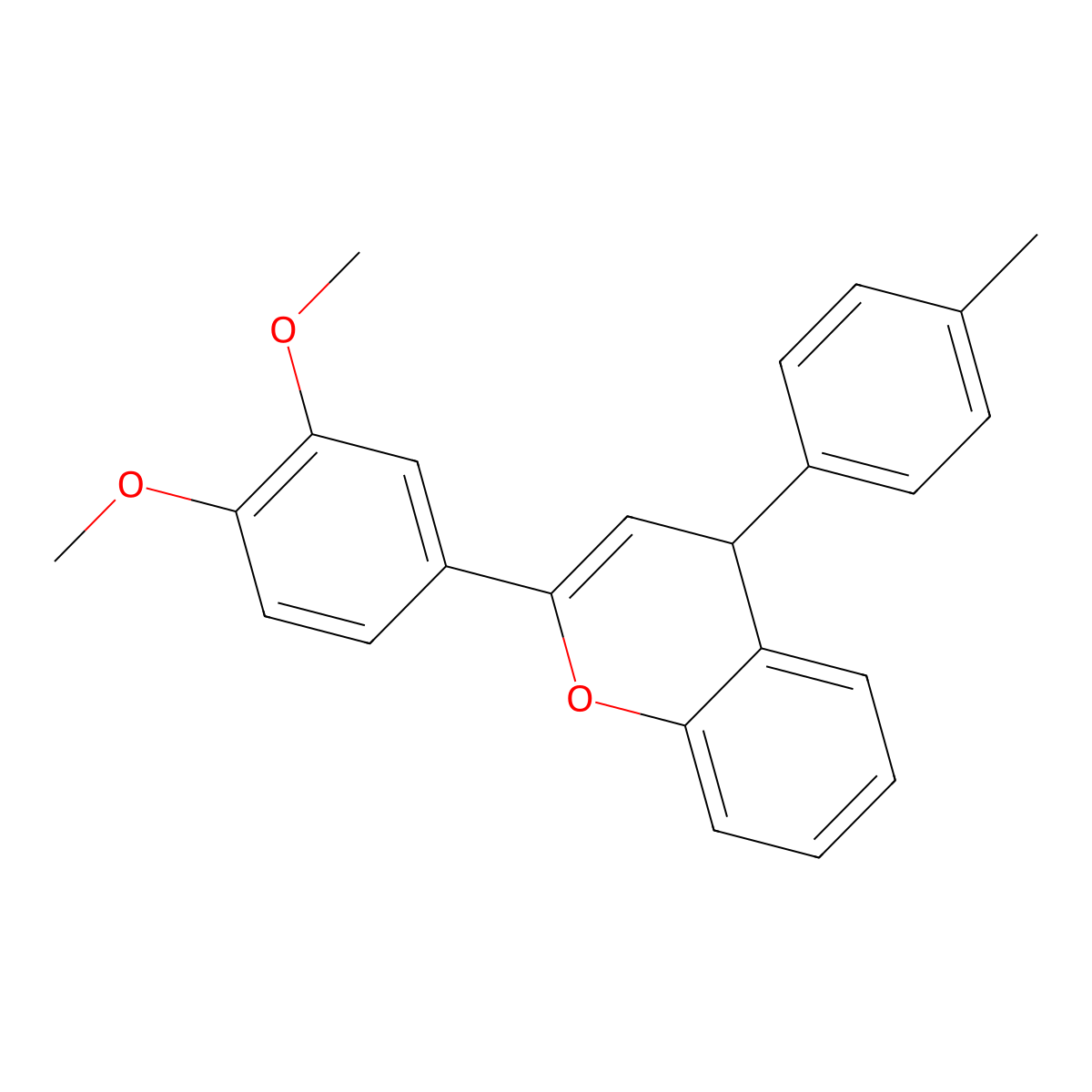 2-(3,4-dimethoxyphenyl)-4-(4-methylphenyl)-4H-chromene molecular structure, CAS 380643-69-6