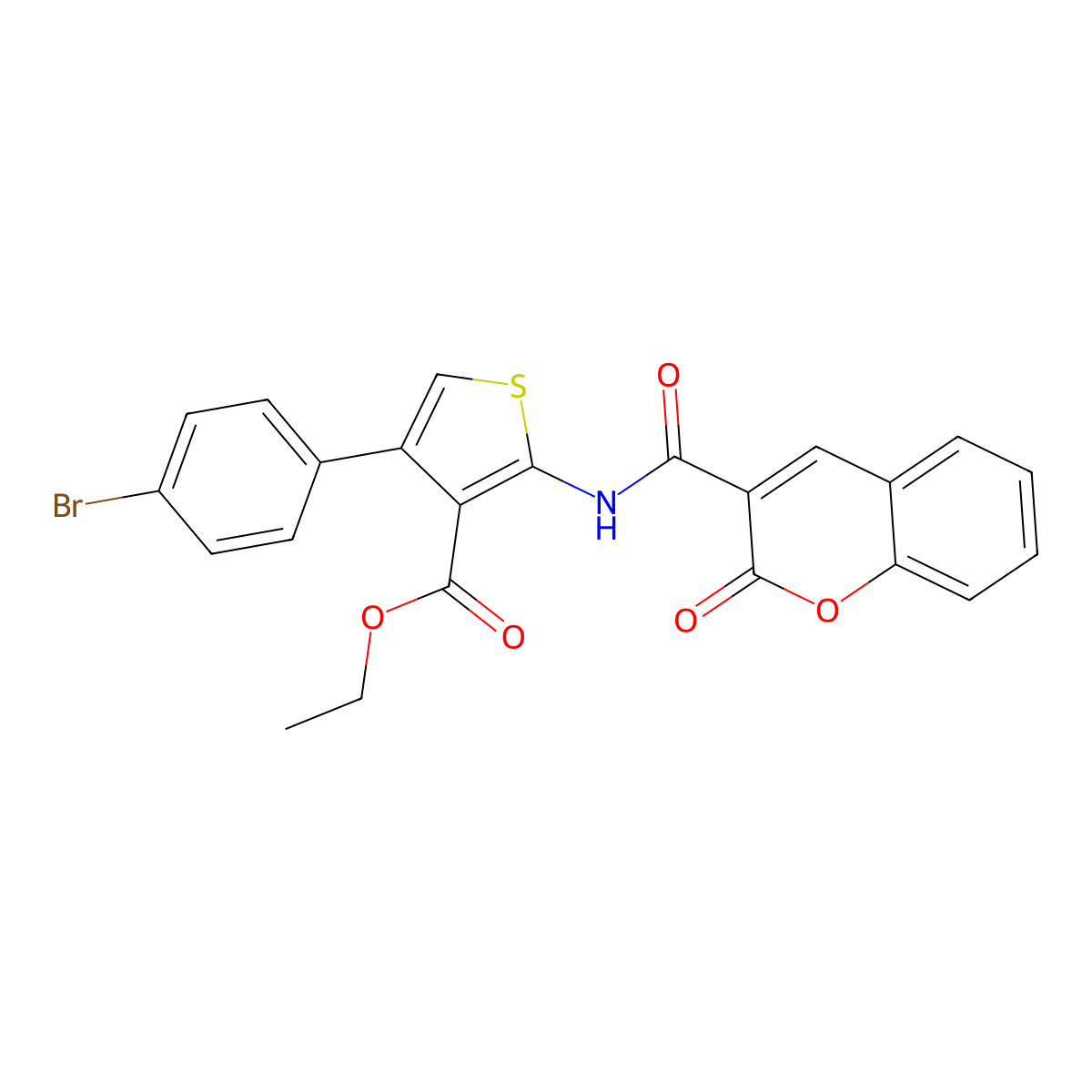 ethyl 4-(4-bromophenyl)-2-{[(2-oxo-2H-chromen-3-yl)carbonyl]amino}thiophene-3-carboxylate molecular structure, CAS 380643-78-7