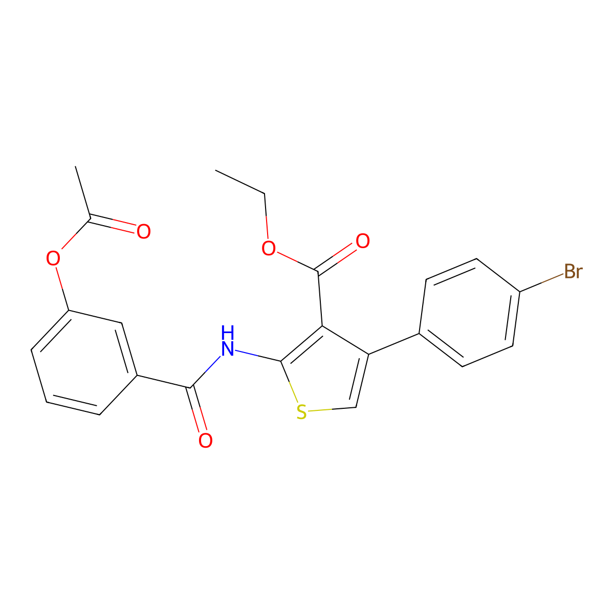Ethyl 2-[(3-acetyloxybenzoyl)amino]-4-(4-bromophenyl)thiophene-3-carboxylate molecular structure, CAS 380643-84-5