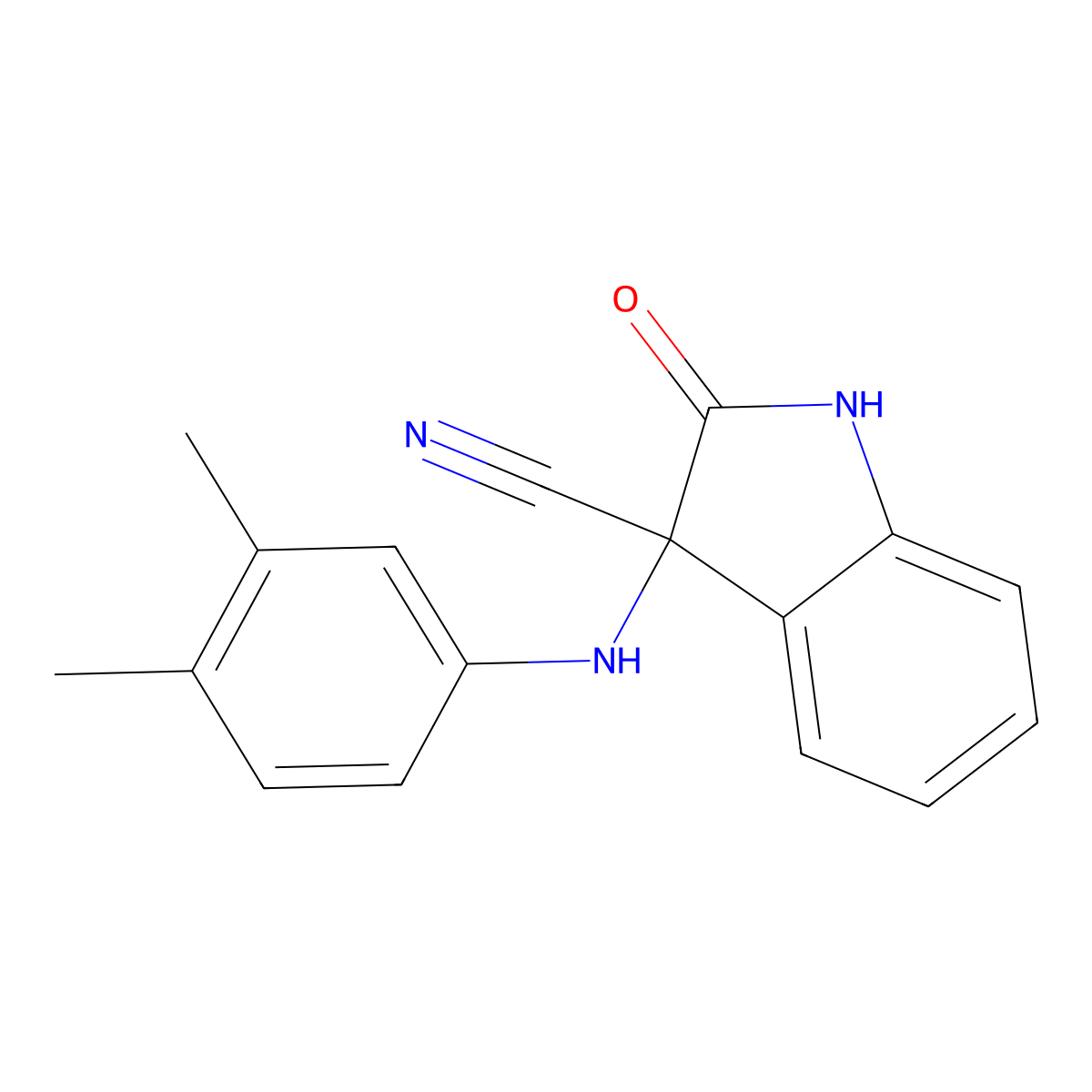 3-(3,4-dimethylanilino)-2-oxo-1H-indole-3-carbonitrile molecular structure, CAS 380644-03-1