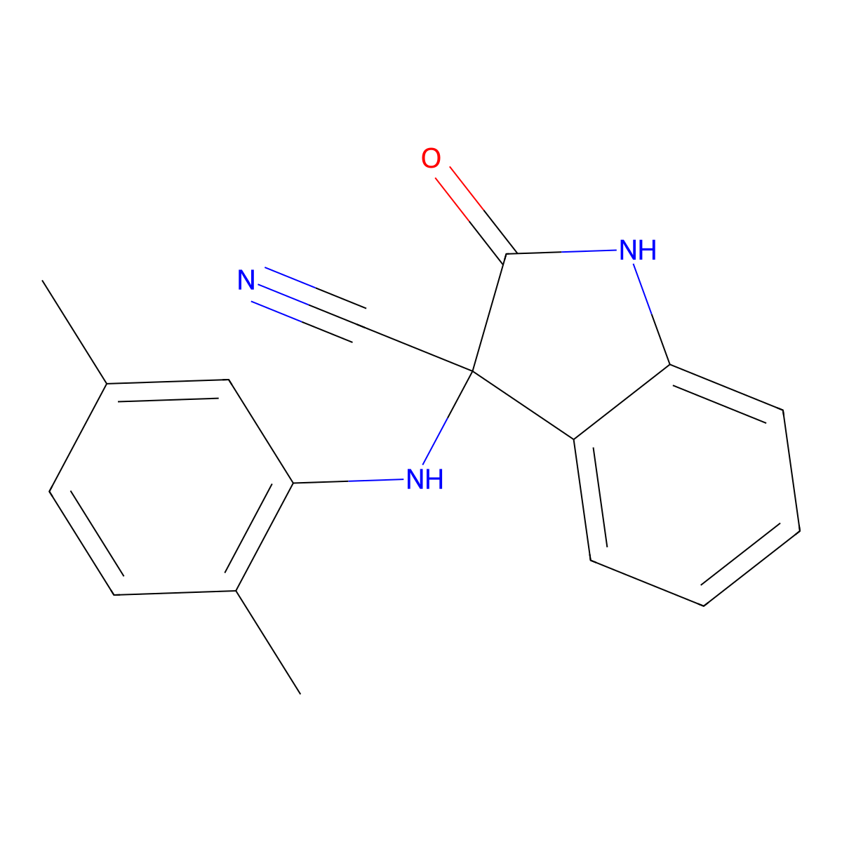 3-(2,5-Dimethylanilino)-2-oxoindoline-3-carbonitrile molecular structure, CAS 380644-04-2