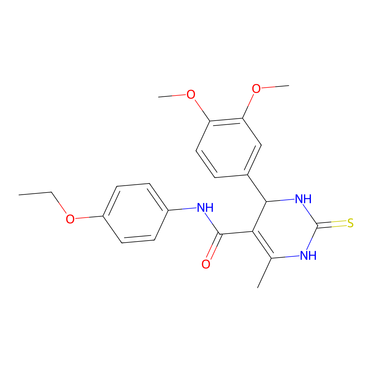 4-(3,4-dimethoxyphenyl)-N-(4-ethoxyphenyl)-6-methyl-2-sulfanylidene-3,4-dihydro-1H-pyrimidine-5-carboxamide molecular structure, CAS 380644-45-1