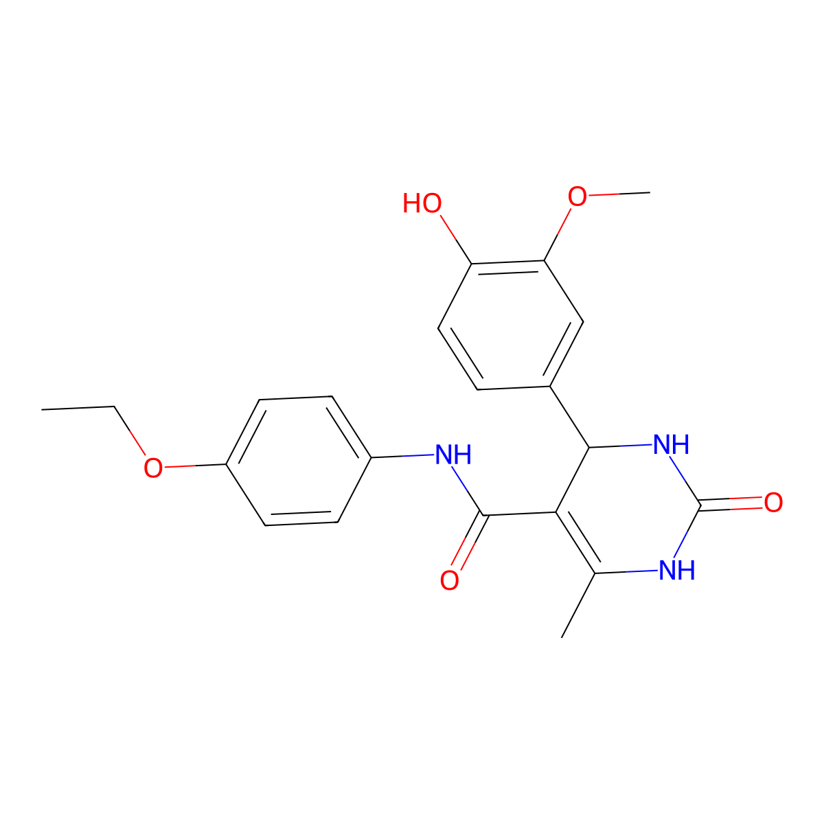 N-(4-ethoxyphenyl)-4-(4-hydroxy-3-methoxyphenyl)-6-methyl-2-oxo-3,4-dihydro-1H-pyrimidine-5-carboxamide molecular structure, CAS 380644-46-2