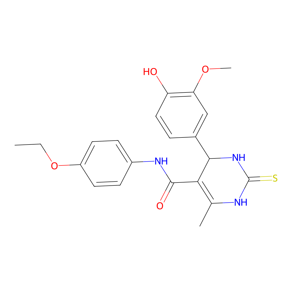 N-(4-ethoxyphenyl)-4-(4-hydroxy-3-methoxyphenyl)-6-methyl-2-sulfanylidene-3,4-dihydro-1H-pyrimidine-5-carboxamide molecular structure, CAS 380644-47-3
