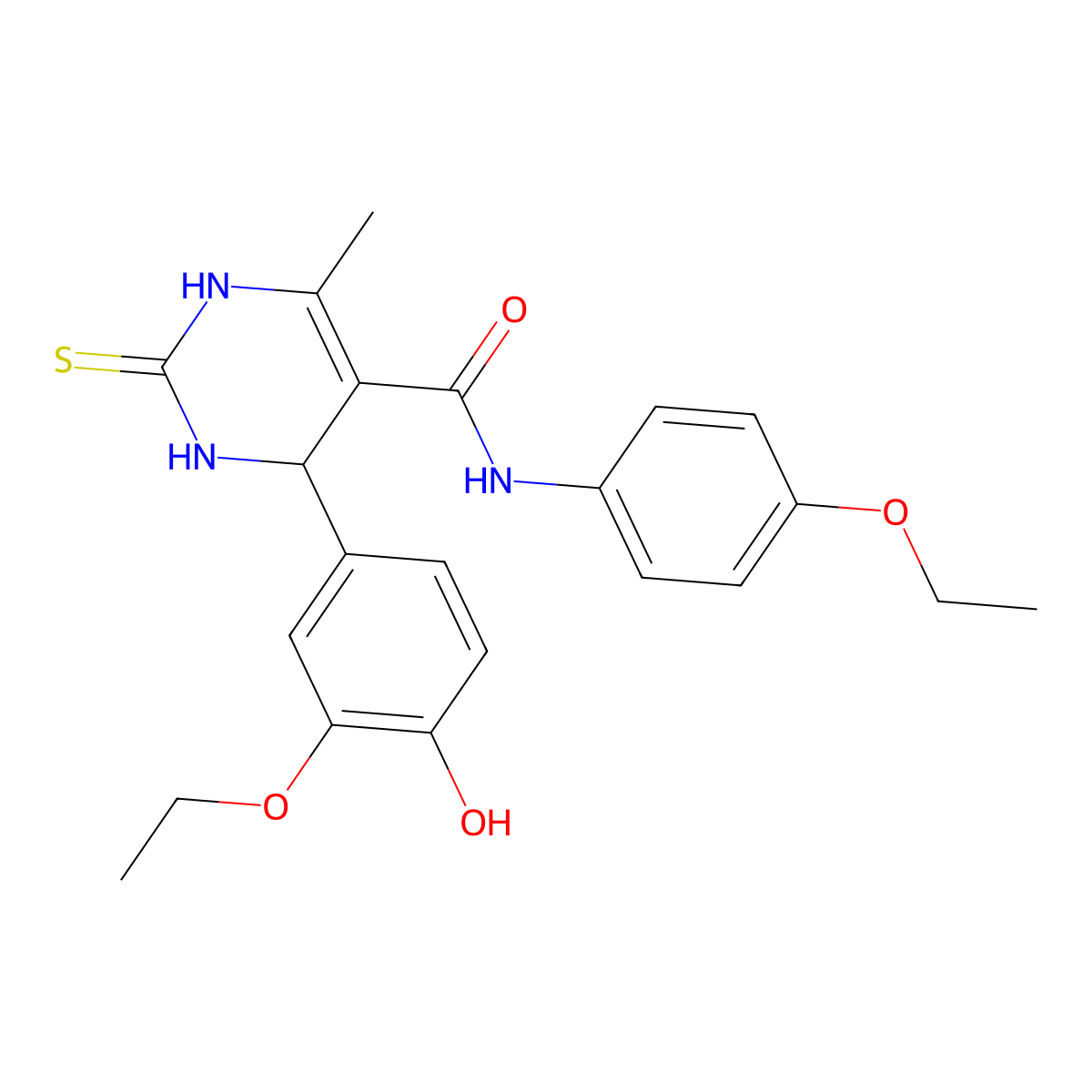 4-(3-ethoxy-4-hydroxyphenyl)-N-(4-ethoxyphenyl)-6-methyl-2-thioxo-1,2,3,4-tetrahydro-5-pyrimidinecarboxamide molecular structure, CAS 380644-50-8
