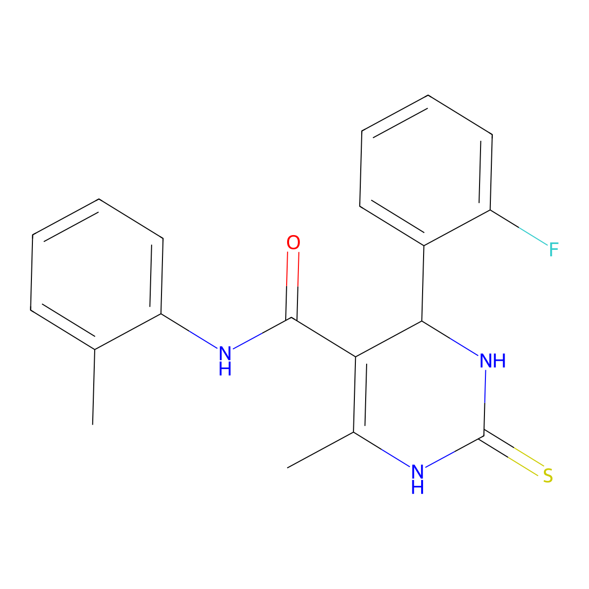 4-(2-fluorophenyl)-6-methyl-N-(2-methylphenyl)-2-sulfanylidene-3,4-dihydro-1H-pyrimidine-5-carboxamide molecular structure, CAS 380644-52-0