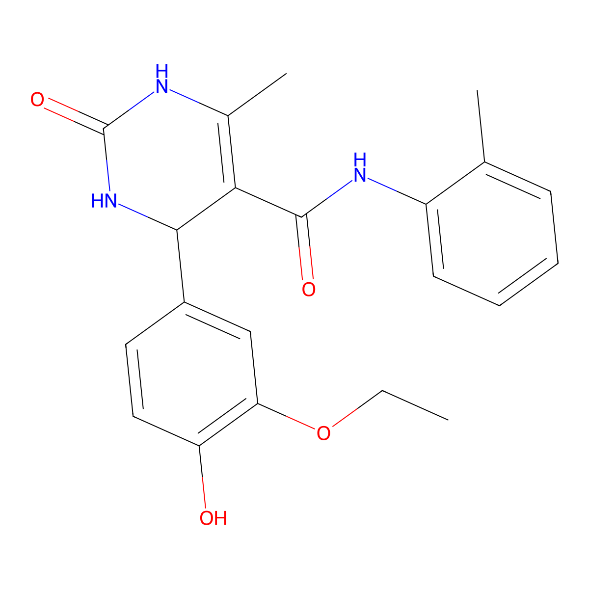 4-(3-ethoxy-4-hydroxyphenyl)-6-methyl-2-oxo-N-(o-tolyl)-1,2,3,4-tetrahydropyrimidine-5-carboxamide molecular structure, CAS 380644-53-1