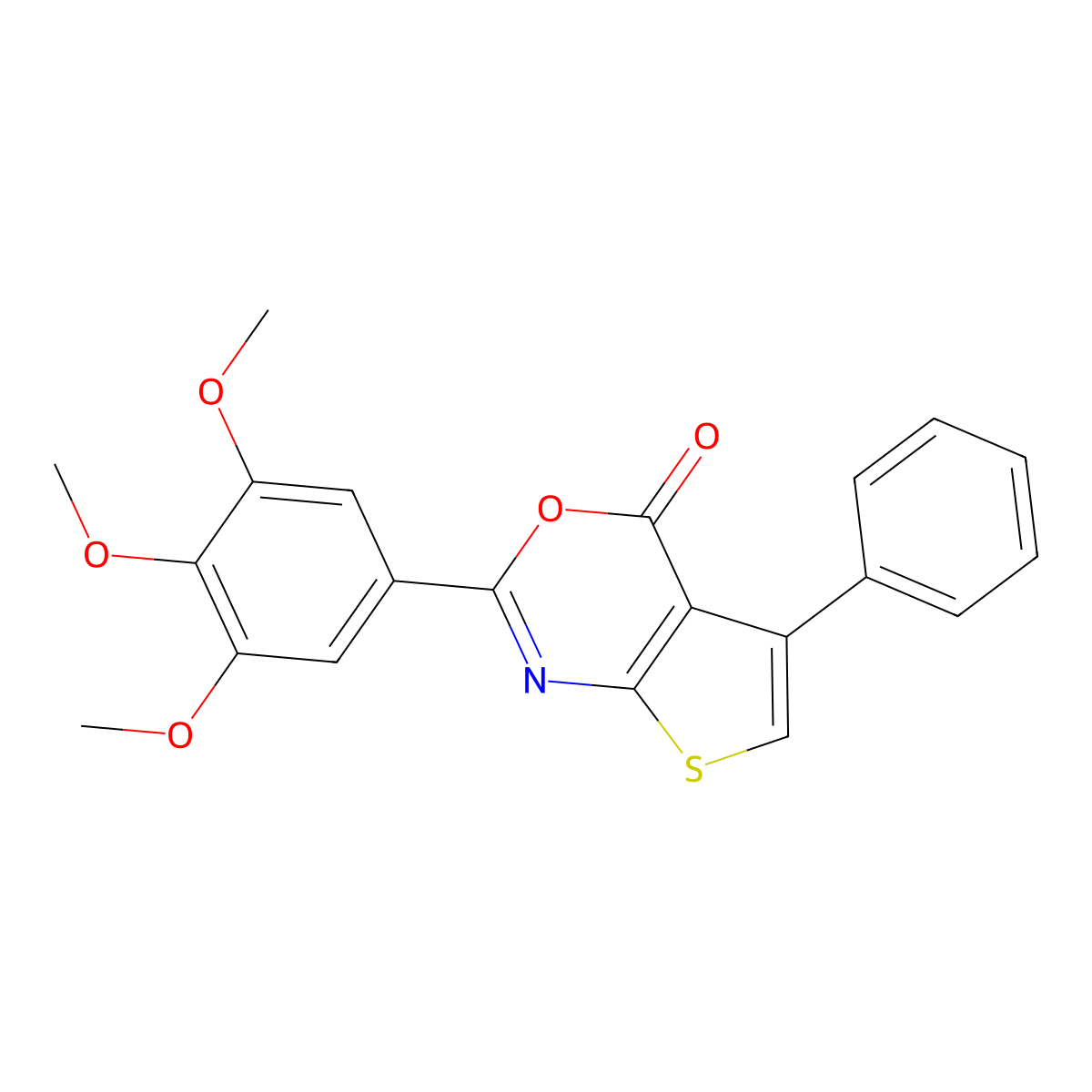 5-phenyl-2-(3,4,5-trimethoxyphenyl)-4H-thieno[2,3-d][1,3]oxazin-4-one molecular structure, CAS 380644-65-5