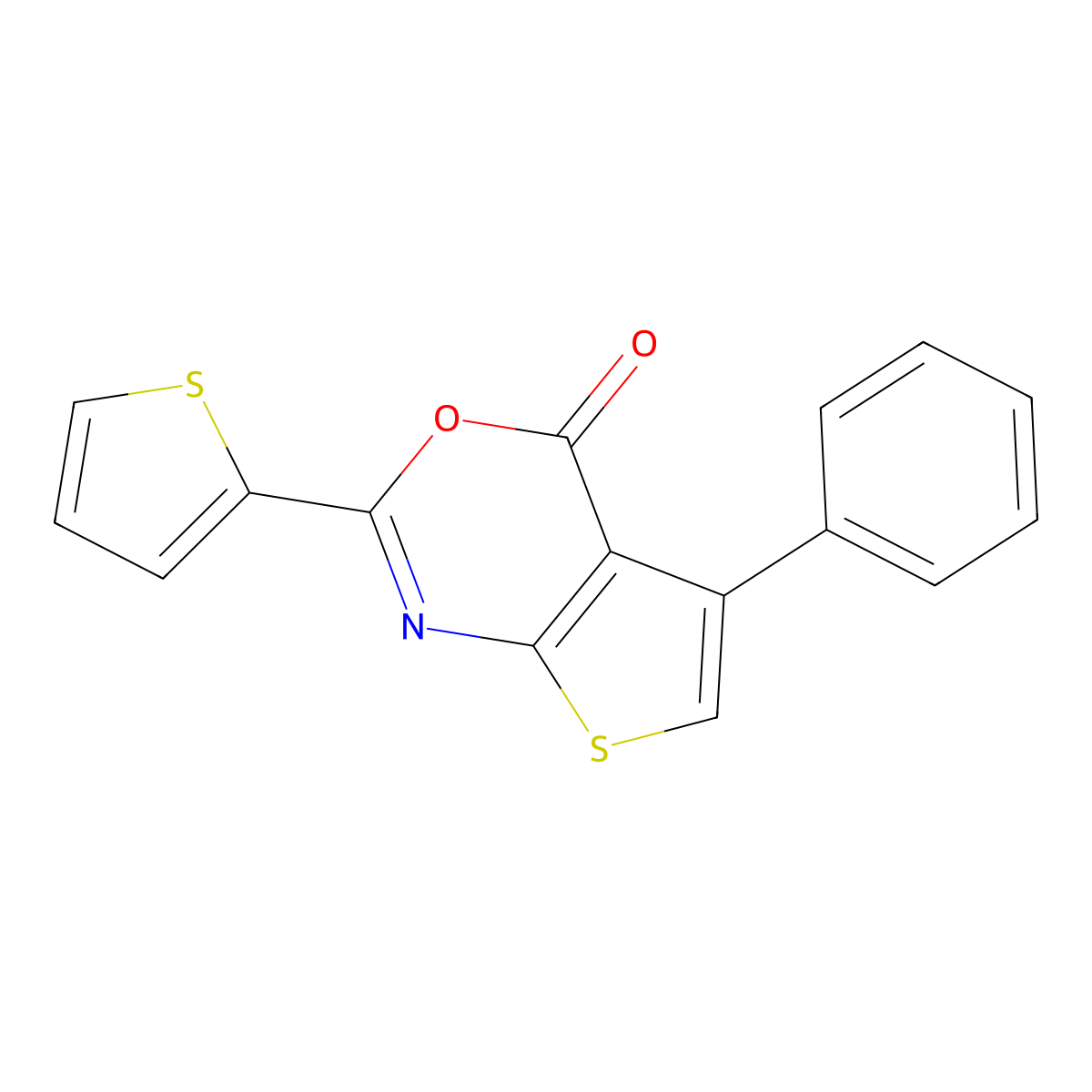 5-phenyl-2-(thiophen-2-yl)-4H-thieno[2,3-d][1,3]oxazin-4-one molecular structure, CAS 380644-76-8