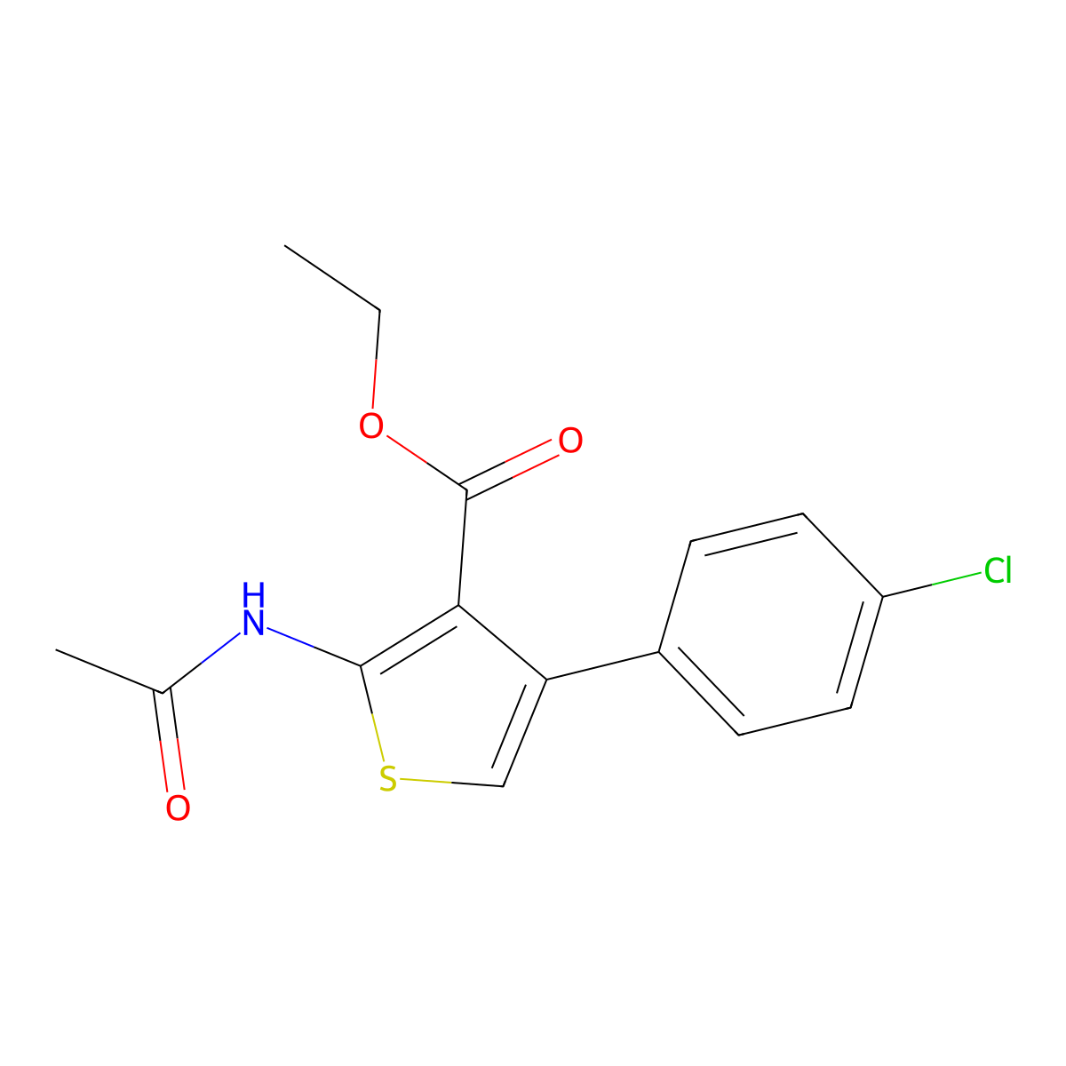 Ethyl 2-(acetylamino)-4-(4-chlorophenyl)thiophene-3-carboxylate molecular structure, CAS 380644-86-0