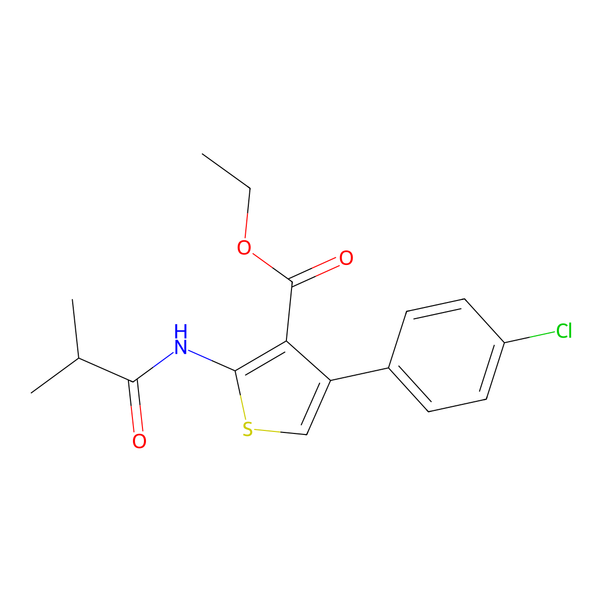 Ethyl 4-(4-chlorophenyl)-2-[(2-methylpropanoyl)amino]thiophene-3-carboxylate molecular structure, CAS 380644-91-7