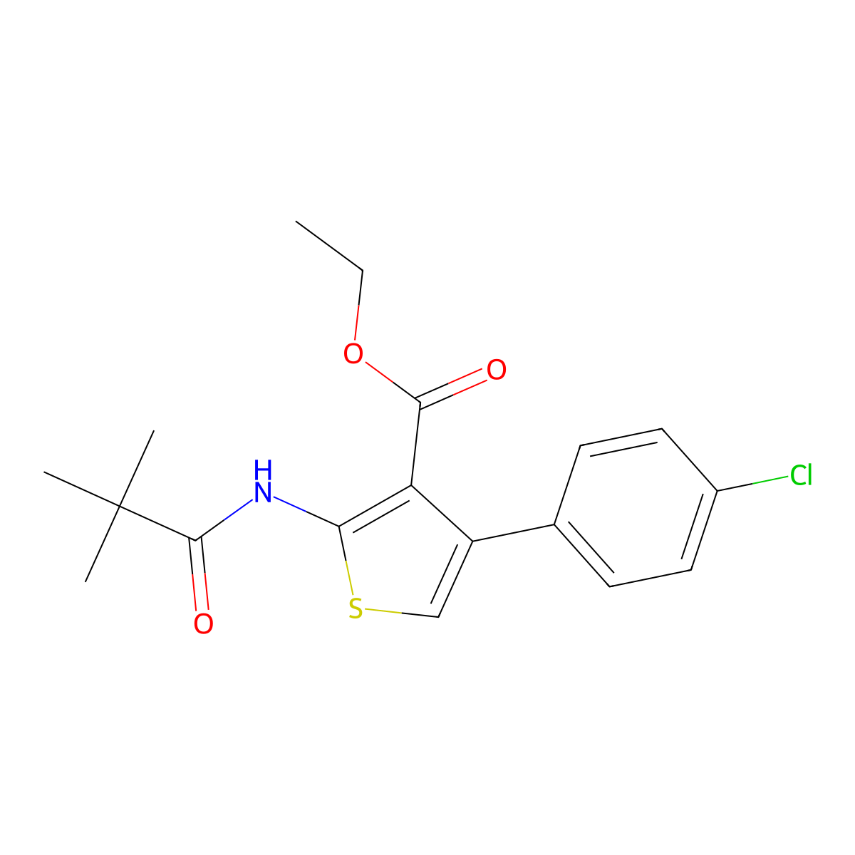 Ethyl 2-(2,2-dimethylpropanoylamino)-4-(4-chlorophenyl)thiophene-3-carboxylate molecular structure, CAS 380644-92-8
