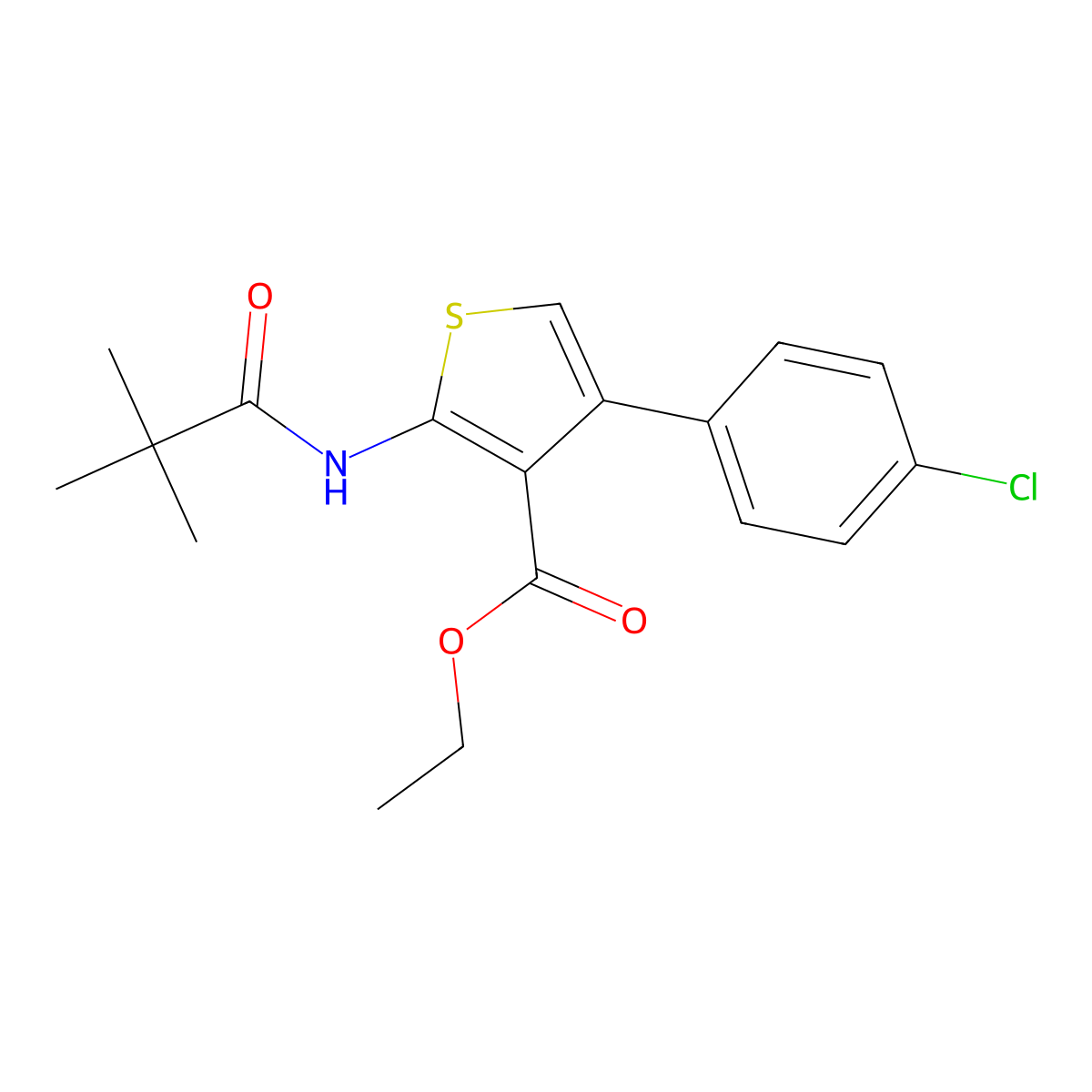 Ethyl 2-(2,2-dimethylpropanoylamino)-4-(4-chlorophenyl)thiophene-3-carboxylate molecular structure, CAS 380644-92-8