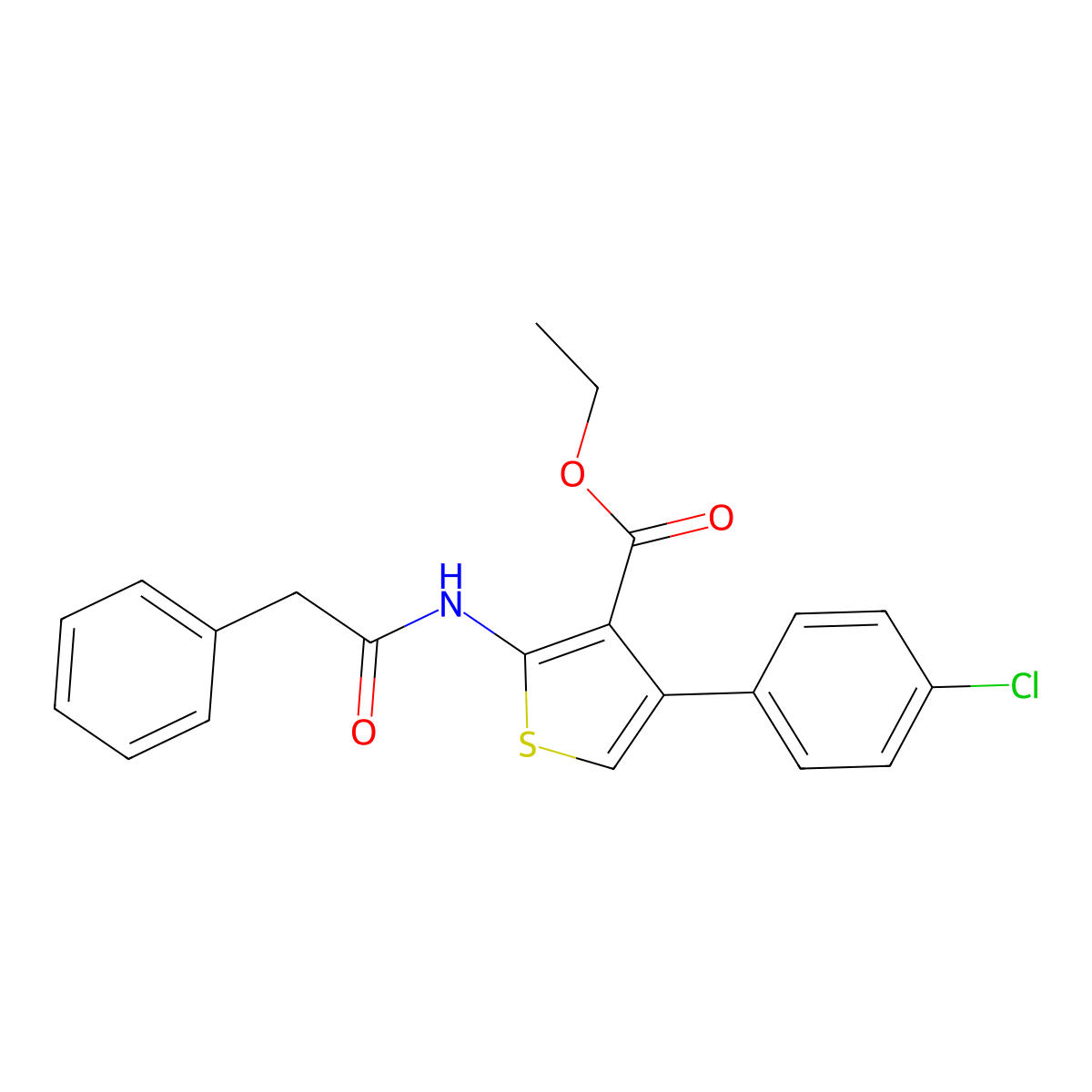 Ethyl 4-(4-chlorophenyl)-2-[(phenylacetyl)amino]-3-thiophenecarboxylate molecular structure, CAS 380644-93-9