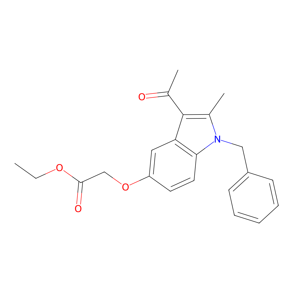 Ethyl 2-(3-acetyl-1-benzyl-2-methylindol-5-yl)oxyacetate molecular structure, CAS 380645-05-6