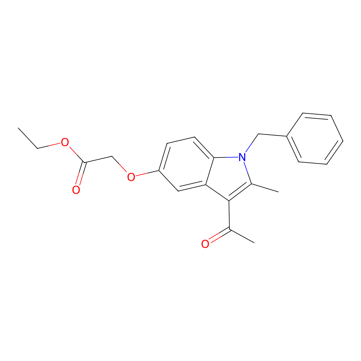 Ethyl 2-(3-acetyl-1-benzyl-2-methylindol-5-yl)oxyacetate molecular structure, CAS 380645-05-6