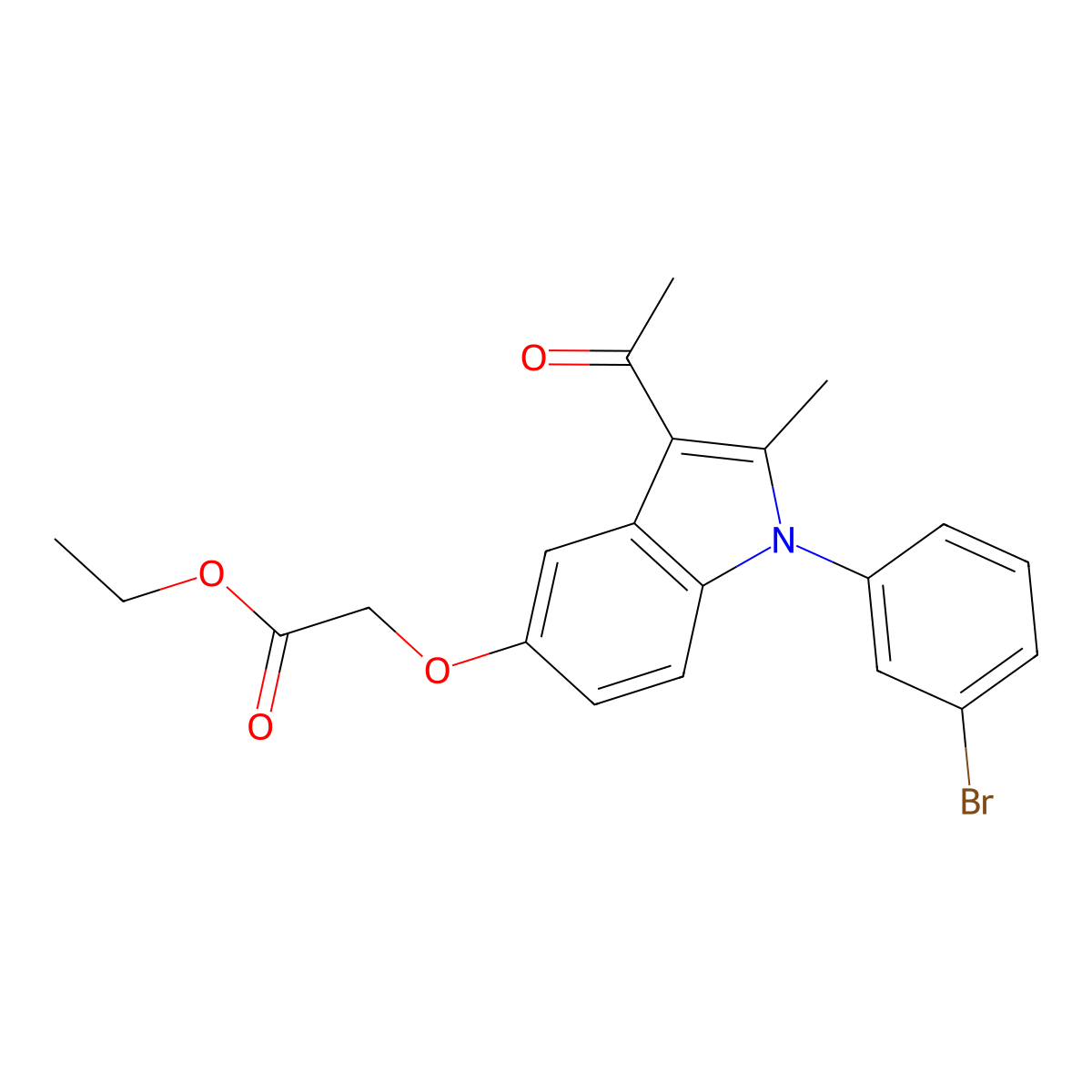 Ethyl 2-[3-acetyl-1-(3-bromophenyl)-2-methylindol-5-yl]oxyacetate molecular structure, CAS 380645-07-8