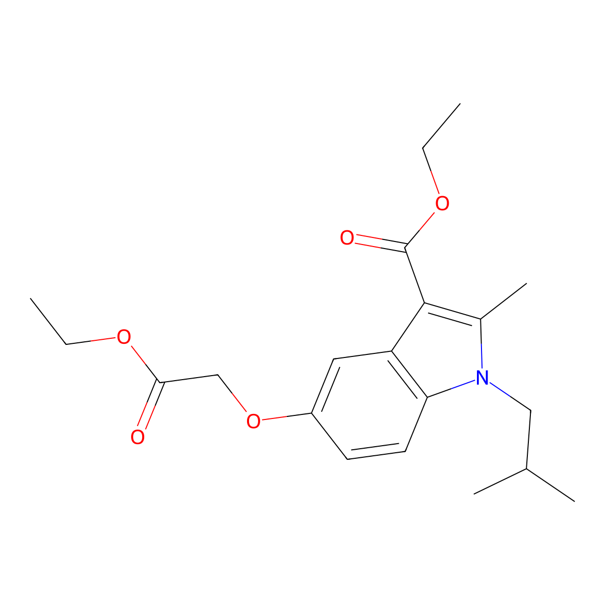 Ethyl 5-(2-ethoxy-2-oxoethoxy)-2-methyl-1-(2-methylpropyl)indole-3-carboxylate molecular structure, CAS 380645-10-3