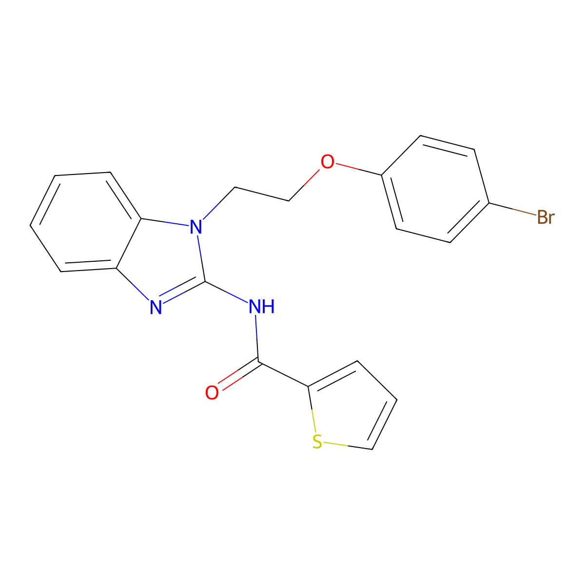 N-[1-[2-(4-bromophenoxy)ethyl]benzimidazol-2-yl]thiophene-2-carboxamide molecular structure, CAS 380645-16-9