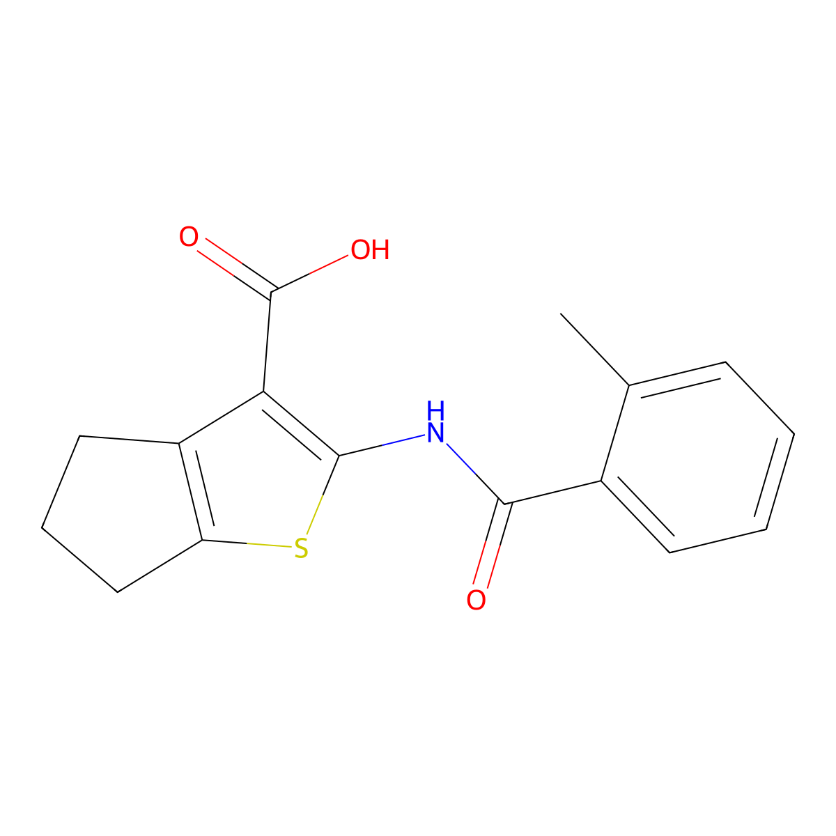 2-[(2-methylbenzoyl)amino]-5,6-dihydro-4H-cyclopenta[b]thiophene-3-carboxylic acid molecular structure, CAS 380645-31-8