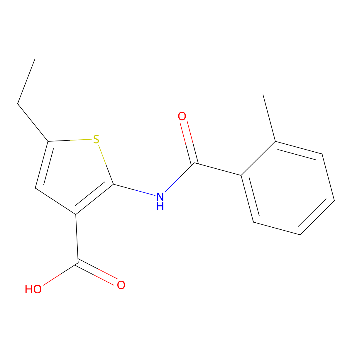 5-Ethyl-2-(2-methylbenzamido)thiophene-3-carboxylic acid molecular structure, CAS 380645-32-9